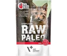 Vetexpert Drėgnas Kačių Maistas - RAW PALEO Suaugusių sterilizuotų kačių Jautiena 100 g