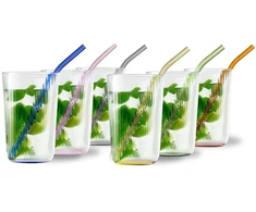 Vialli Design 12 dalių rinkinys stiklinės 500 ml su šiaudeliais Vibra (32217)