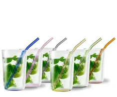 Vialli Design 12 dalių rinkinys stiklinės 500 ml su šiaudeliais Vibra (32217)