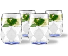 Vialli Design 4 stiklinės 450 ml Mėlyna Geo Fondo (32187)