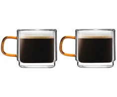Vialli Design Komplektas 2 stiklinių su dviguba sienele espreso kavai Amber 80 ml 8579