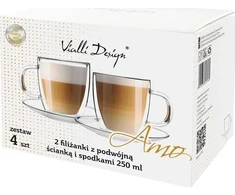 Vialli Design 2 termo stiklinės su padėkliukais, dvigubomis sienelėmis, 250 ml, Amo 27565