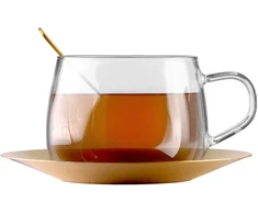 Vialli Design Puodelis 400 ml su šaukšteliu ir auksine lėkšte Eva 1913