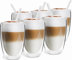 Vialli Design Puodelių dvigubomis sienelėmis su šiaudeliais rinkinys 6vnt. 350ml Vita 6865