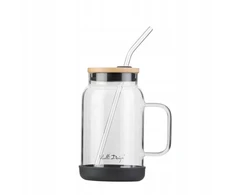 Vialli Design stiklainis su šiaudeliu 600 ml juodas 29804