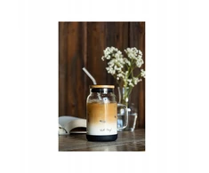 Vialli Design stiklainis su šiaudeliu 600 ml juodas 29804