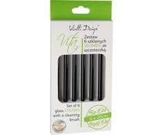 Vialli Design SŁOMKI SZKLANE Juoda 20cm Rinkinys 6 SZTUK ZE SZCZOTECZKĄ 26599 VIALLI DESIGN