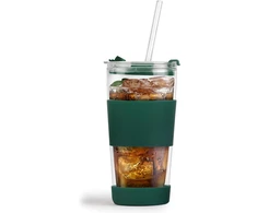 Vialli Design Terminis stiklinis puodelis su šiaudeliu 600 ml žalias Fuori 30398