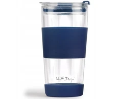 Vialli Design Termo puodelis stiklinis ze słomką 600 ml tamsiai mėlyna 30381