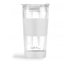 Vialli Design Termo puodelis stiklinis ze słomką 600 ml balta Fuori 30404