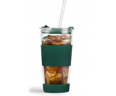 Vialli Design Termo puodelis stiklinis ze słomką 600 ml žalia Fuori 30398