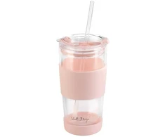 Vialli Design Termo puodelis stiklinis ze słomką 600 ml rožinė Fuori 30411