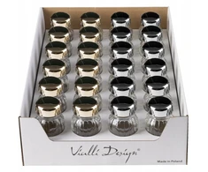 „Vialli Design“ vitrina su „Vilagio“ prieskonių indeliais, 12 auksinių + 12 sidabrinių