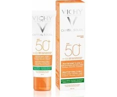 Vichy Capital Soleil Mattifying Protector 3 in 1 Spf50+ matinį efektą suteikianti kasdienė priemonė nuo saulės veidui 50ml