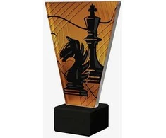 Victoria Sport Monochrome stiklo trofėjus ant marmurinio pagrindo - CHESS