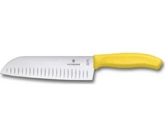 Victorinox V-6.85 26.17L8B Šveicariškas klasikinis Santoku peilis, 17 cm, geltonas