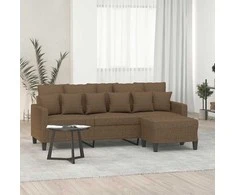 Trivietė sofa su pakoja, rudos spalvos, 180cm, audinys