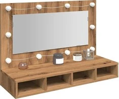 Veidrodinė spintelė su LED lemputėmis, ąžuolo spalvos, 90x31,5x62 cm