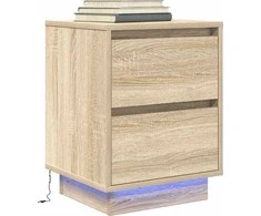 naktinė spintelė su LED lemputėmis Sonoma ąžuolas 38x34x50 cm