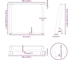 Valgomojo stalo kojelės, U formos, 2 vnt., balta, 100x(72-73)cm