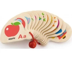 Viga medinė brošiūra abėcėlei ir anglų kalba Montessori