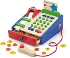 Medinių parduotuvių kasos su aksesuarais skaitytuvas „Viga Toys Montessori“