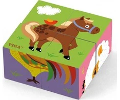 Dėlionė Mediniai kubai VIGA TOYS Farm 4vnt