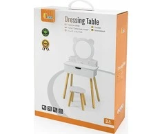 Viga Toys Didelė medinė balta tualeto reikmenų dėžutė su veidrodžiu ir kėde