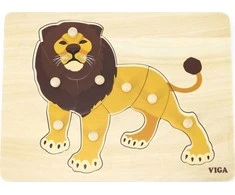 Dėlionė Viga Toys Viga medinis montessori liūto galvosūkis su Pinski