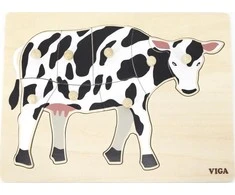 Viga Toys Viga medinis montessori dėlionės karvė su Pinski