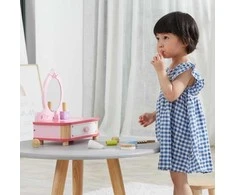 Viga Toys Viga Medinė Makiažo Kosmetinė Rožinė Su Veidrodžiu + Priedai