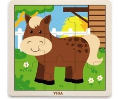 Viga Toys „Viga“ patogus medinis dėlionės arklys 9 elementai