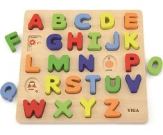 Dėlionė Medinė mokomoji lenta su raidėmis Viga Toys