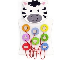 Medinė VIGA manipuliacinė lenta Zebras Montessori metodika