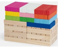 Dėlionė Viga Medinės Statybinės Kaladėlės Pastatai 250 vnt.