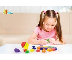 Viga medinis 3D galvosūkis edukacinis dėlionės abėcėlės numeriai Turtle Montessori