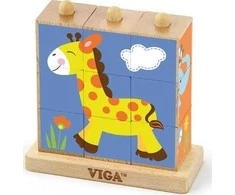 Medinės dėlionės kaladėlės Viga Zoo stende