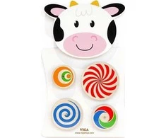 Viga Toys Medinė Žaislas Karvė Su Sukamais Diskais