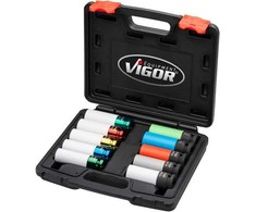 Smūginis veržliaraktis Vigor Vigor Smūginis atsuktuvas-veržliarakčio įdėklas #####Vierkant, 1/2 (12,5 mm) 10 dalių V6312/10