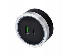 Viking lizdo modulis A60, 1x USB-A, 1x USB-C, PD, sidabrinis-juoda