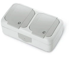 Panasonic Viko PALMIJA Dvivietis lizdas su IP54 pilku įžeminimu (90555585)