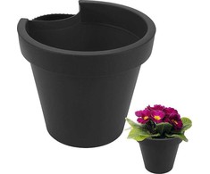 Vilde pakabinamas gėlių vazonas 24 cm juodas, skirtas latakams