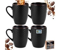 Keraminiai puodeliai Vilde 400 ml, juodi, 4 vnt.