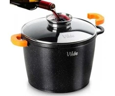 Granitinis puodas su stikliniu dangčiu Vilde Terruna Aroma 24 cm, 6,7 l