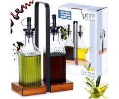Aliejaus ir acto butelių rinkinys su stovu Vilde 2x190 ml