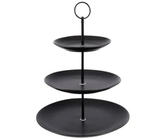 Vilde Trijų aukštų torto stovas 34 cm juodas porcelianas