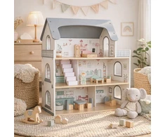 VimToys B70S Drewniany domek lalek taras priedai komplektas XXL