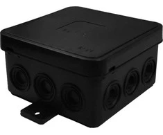 Tuščia ant paviršiaus montuojama dėžutė su 12 įvadų VIPLAST V5 click Juodas IP54 75x75x41mm 035-05