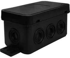 Tuščia ant paviršiaus montuojama dėžutė su 8 įvadais VIPLAST V8 click Juodas IP54 80x45x41mm 038-05