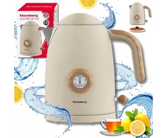 Klausberg Virdulys, Elektrinis virdulys su termometru, smėlio spalvos, retro, 304 plienas, 1,7 l
